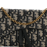 Oblique Saddle Chain Long Wallet Blue