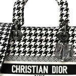 Canvas Houndstooth Embroidered Medium Lady D-Lite Black White