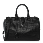 Calfskin Crocodile Embossed Small Monogram Cabas Black