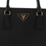 Saffiano Medium Galleria Double Zip Tote Black