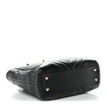 Calfskin Chevron Quilted Statement Shopping Tote Black