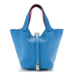 Taurillon Clemence Swift Eclat Picotin Lock 18 PM Bleu Frida Rose Mexico
