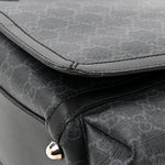 GG Supreme Monogram Web Messenger Diaper Bag Black Grey