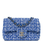 Tweed Quilted Mini Rectangular Flap Blue White