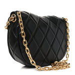 Lambskin Quilted Rocking Horse Shoulder Bag Black
