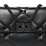 Nappa Monochrome Large Roman Stud Shoulder Bag Black