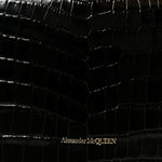 Calfskin Crocodile Embossed Skull Mini Shoulder Bag Black