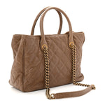 Glazed Caviar Quilted Small Shiva Tote Beige
