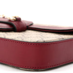 GG Supreme Monogram Azalea Calfskin Horsebit 1955 Mini Bag Beige Ebony Rosso Ancora