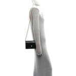 Calfskin Crocodile Embossed Skull Mini Shoulder Bag Black