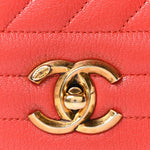 Shiny Goatskin Diagonal Quilted Small Flap Red