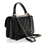Lambskin Quilted Small Trendy CC Dual Handle Flap Bag Black