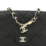 Caviar Quilted Mini Clutch With Chain Black