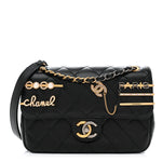 Lambskin Quilted Small Coco Clips Single Flap Black