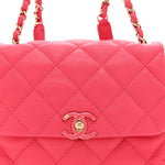 Lambskin Quilted Resin Chain Around Backpack Pink