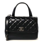Glazed Calfskin Pilot Essentials Flap Black