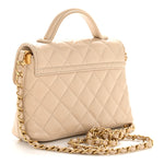 Lambskin Quilted Small Flap Top Handle Bag Beige