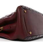 Patent Goatskin Quilted Small CC Eyelet Tote Burgundy