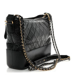 Aged Calfskin Quilted Medium Gabrielle Hobo Black