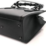 Textured Dollar Calfskin Web Monochrome Mini Diana Tote Bag Black