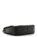 Lambskin Quilted Small Lacquered Chain Flap Black