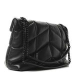 Lambskin Quilted Monogram Monochrome Small Loulou Puffer Chain Satchel Black