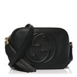 Pebbled Calfskin Small Soho Disco Bag Black