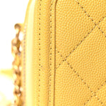 Caviar Quilted Small CC Filigree Vanity Case Yellow