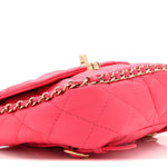 Lambskin Quilted Resin Chain Around Backpack Pink