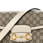 GG Supreme Monogram Horsebit 1955 Shoulder Bag Beige Mystic White