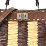 Cuoio Romano Raffia Woven Petite Peekaboo I SEE U Satchel Natural Gianduia