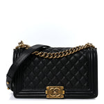 Caviar Quilted Medium Boy Flap Black