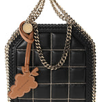 Vegan Leather Quilted Tiny Falabella Tote Black