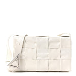 Patent Maxi Intrecciato Cassette Crossbody Bag White