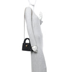 Shiny Aged Calfskin Quilted Nano Kelly Shopper Black