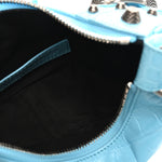 Extra Supple Calfskin Crocodile Embossed Le Cagole Shoulder Bag XS Sky Blue
