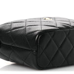Caviar Quilted Hobo Clutch With Chain Black