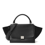 Drummed Calfskin Suede Small Trapeze Black