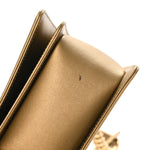 Metallic Patent Calfskin Quilted Medium Boy Flap Gold
