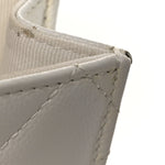 Caviar Quilted Enamel Coco Clutch With Chain White