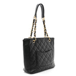 Caviar Quilted Petit Shopping Tote PST Black
