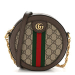 GG Supreme Monogram Web Mini Ophidia Round Shoulder Bag Brown