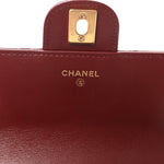 Lambskin Quilted Top Handle Clutch With Chain Burgundy