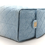 Washed Denim Quilted Medium Chanel 25 Handbag Blue