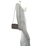 Tweed Sequin Small Single Flap Black Red Multicolor