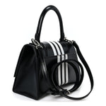 X ADIDAS Shiny Box Calfskin Small Hourglass Top Handle Bag Black White