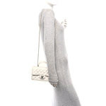 Metallic Caviar Quilted Mini Top Handle Rectangular Flap White
