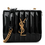 Patent Calfskin Matelasse Monogram Small Vicky Chain Bag Black