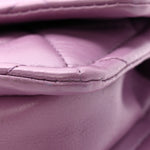 Shiny Lambskin Quilted Extra Mini Flap Purple