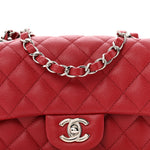 Caviar Quilted Mini Rectangular Flap Dark Red